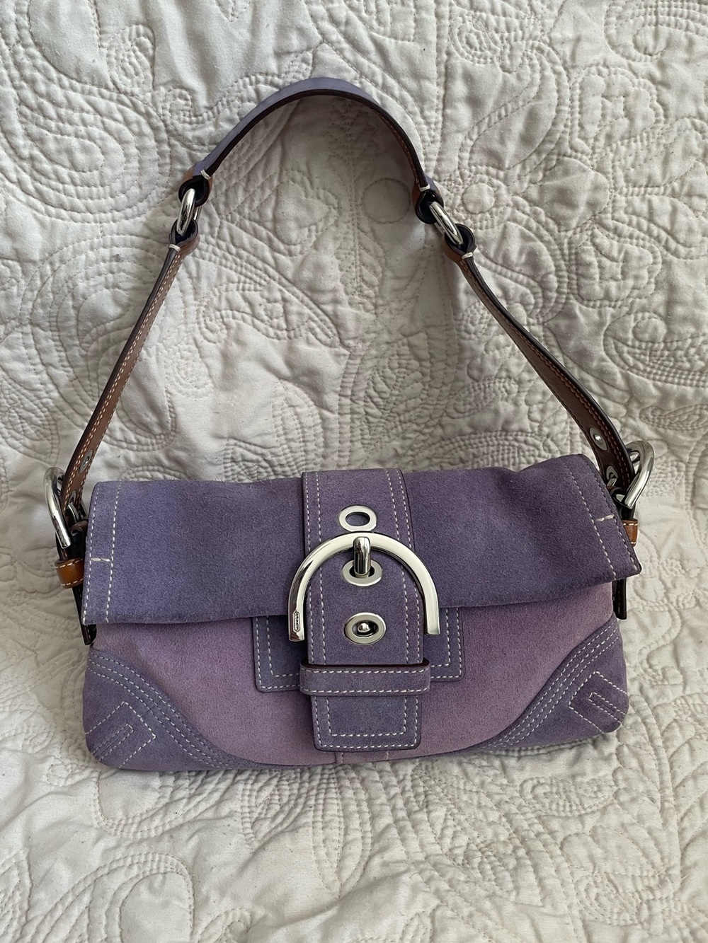 Coach Soho Demi Flap Purple Suede Shoulder Bag- 8A18